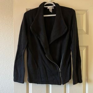 Zip up black cardigan sweater